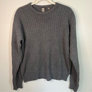Timberland Gray Ribbed Classic Cotton Crewneck Sweater Size Men’s Medium